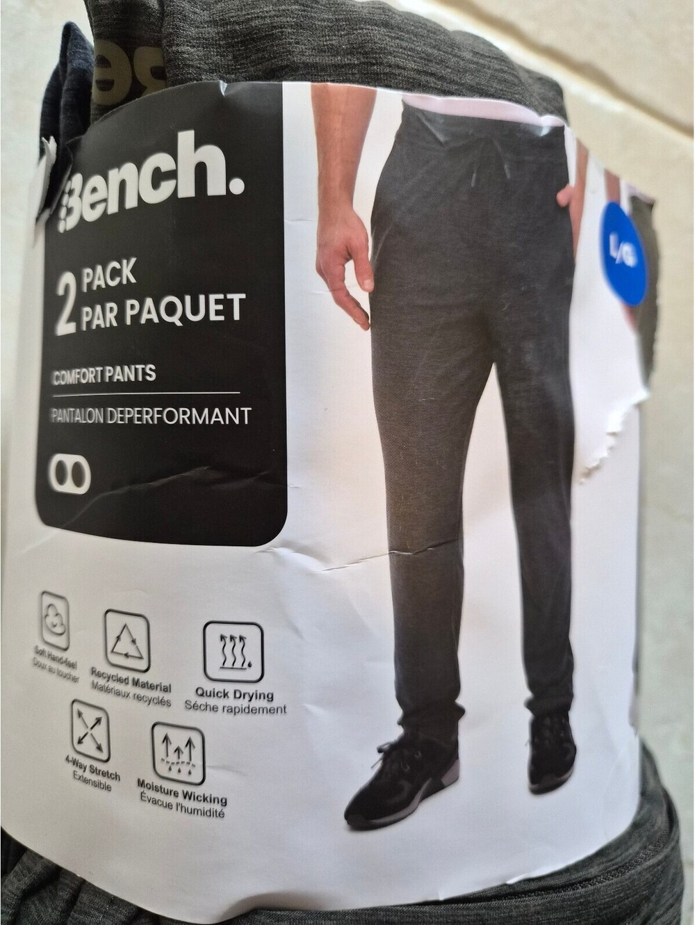 Bench Men's 2 Pack Comfort Pants, Gray, Size Large 0122